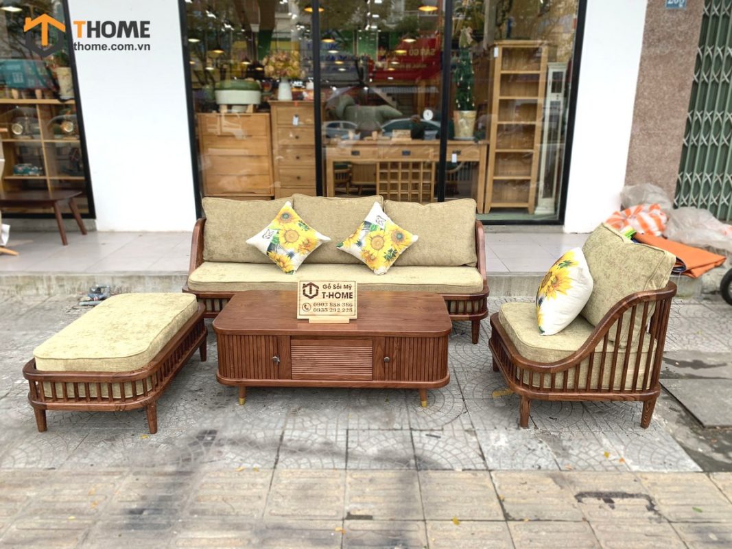 Bàn sofa gỗ sồi tự nhiên Nova lan sọc BSFMG-11SN