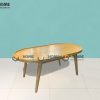 Bàn sofa gỗ sồi tự nhiên Oval 1 tầng BSFMG-16SN