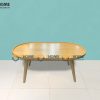 Bàn sofa gỗ sồi tự nhiên Oval 1 tầng BSFMG-16SN