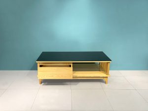 Bàn sofa gỗ sồi tự nhiên Polo lan sọc 1 hộc keo BSFMG-08SN