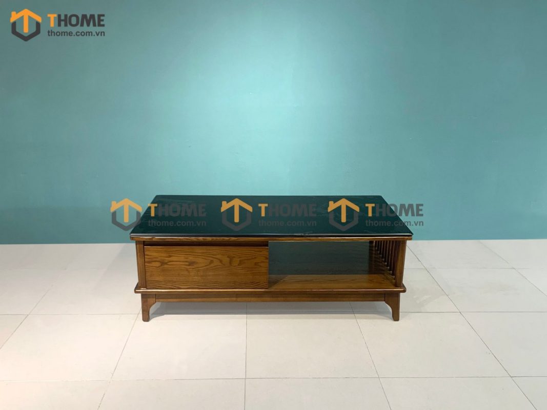 Bàn sofa gỗ sồi tự nhiên Polo lan sọc 1 hộc keo BSFMG-08SN