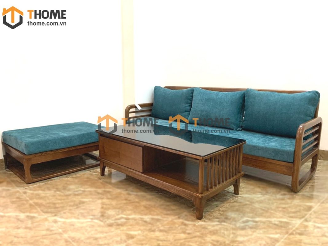 Bàn sofa gỗ sồi tự nhiên Polo lan sọc 1 hộc keo BSFMG-08SN