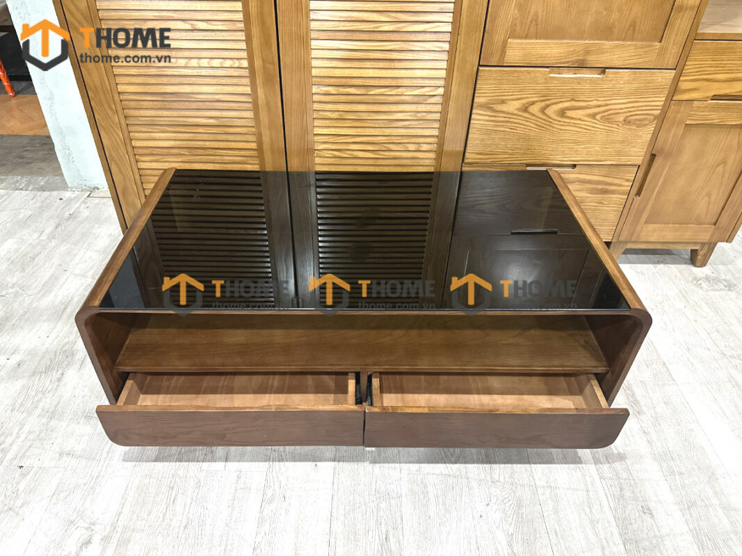 Bàn Sofa Gỗ Sồi Tự Nhiên 2 Hộc Kéo BSFMG-26SN