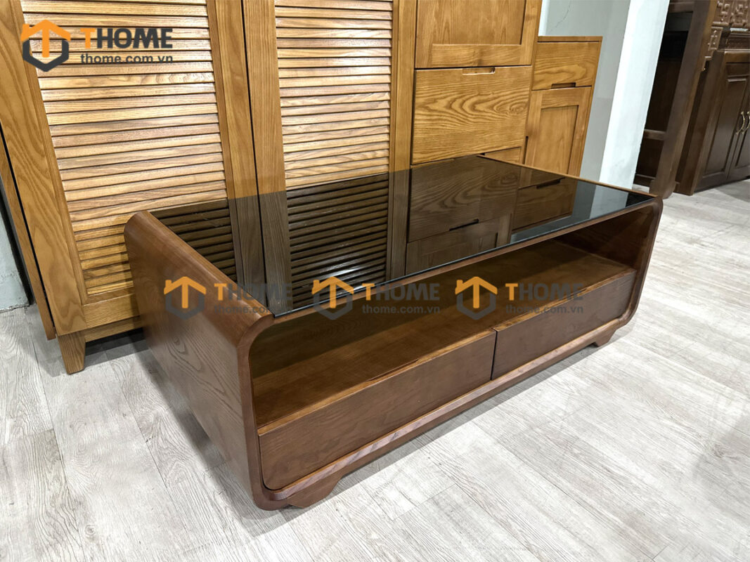 Bàn Sofa Gỗ Sồi Tự Nhiên 2 Hộc Kéo BSFMG-26SN