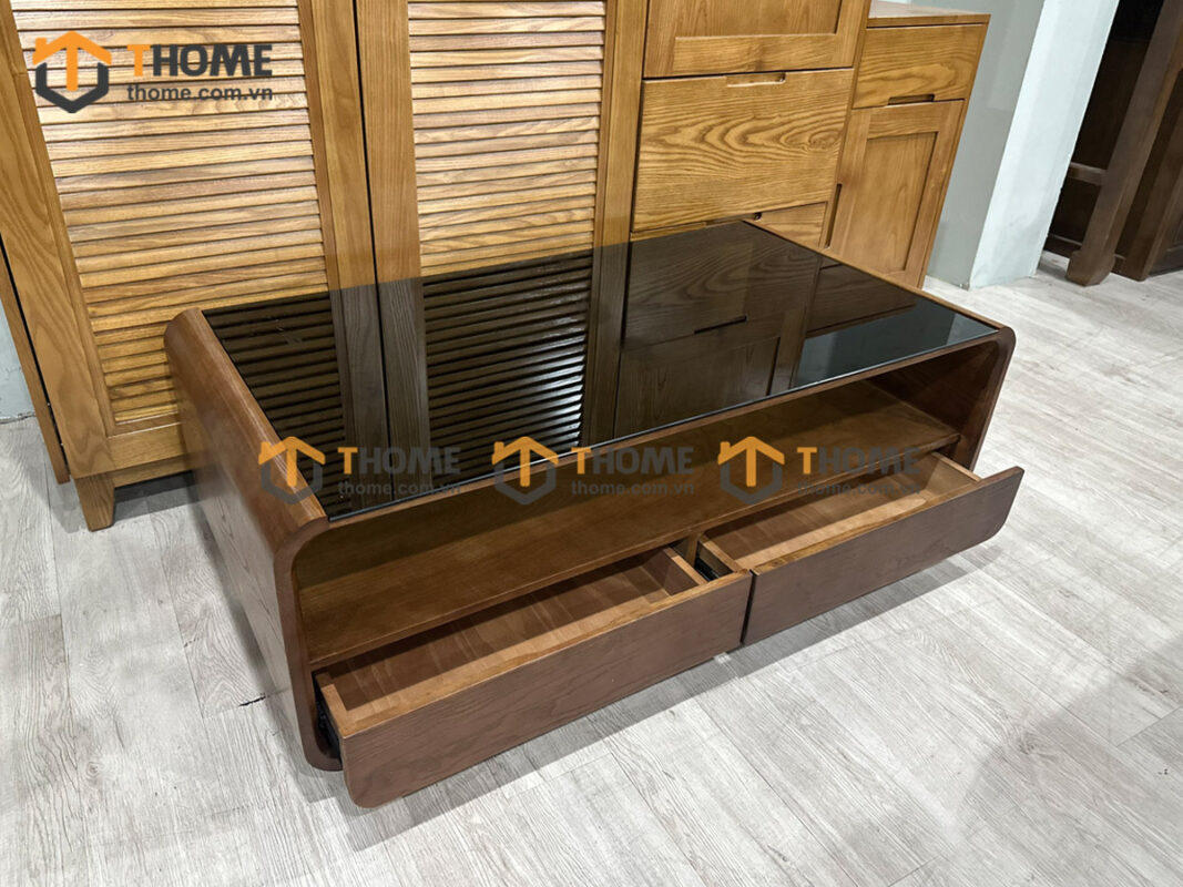 Bàn Sofa Gỗ Sồi Tự Nhiên 2 Hộc Kéo BSFMG-26SN