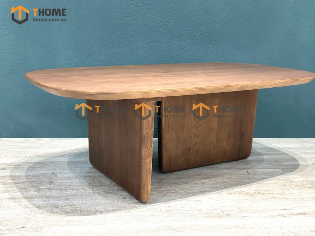 Bàn sofa gỗ sồi tự nhiên mặt xoài màu óc chó Movado BSFMG-24SN