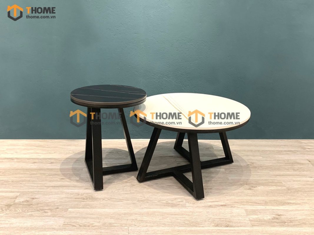 Bàn sofa mặt đá chân sắt Burbury BSFMĐ-02INOX