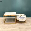 Bàn sofa mặt đá chân sắt Carolina BSFMĐ-03INOX