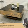 Bàn sofa nhập khẩu inox mạ pvd đồng xước hình chữ nhật BSF-05NK