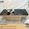 Bàn sofa nhập khẩu inox mạ pvd đồng xước hình chữ nhật BSF-05NK
