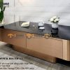Bàn sofa nhập khẩu inox mạ pvd đồng xước hình chữ nhật BSF-05NK