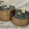 Bàn sofa nhập khẩu inox mạ pvd đồng xước xoay hình tròn BSF-06NK