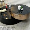 Bàn sofa nhập khẩu inox mạ pvd đồng xước xoay hình tròn BSF-06NK