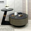 Bàn sofa nhập khẩu gỗ công nghiệp mặt đá hình tròn mẹ bồng con BSF-07NK