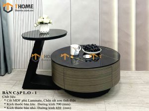 Bàn sofa nhập khẩu gỗ công nghiệp mặt đá hình tròn mẹ bồng con BSF-07NK