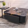 Bàn sofa nhập khẩu mặt đá hình vuông mẹ bồng con BSF-08NK