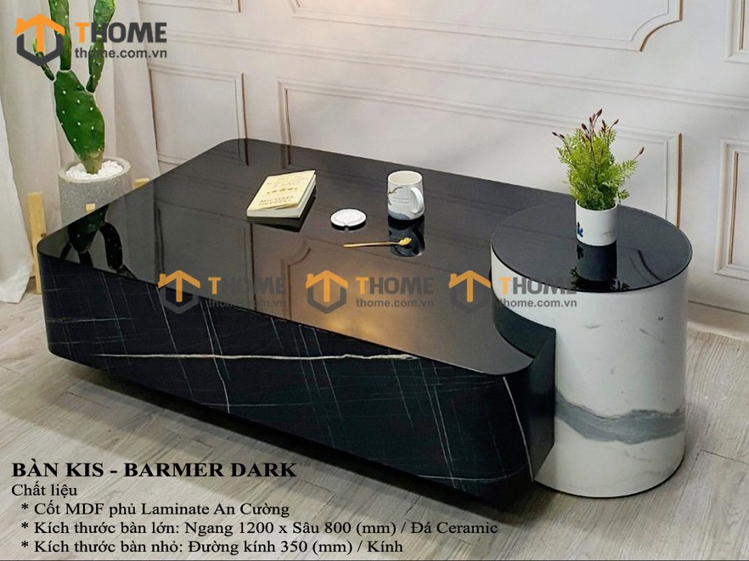 Bàn sofa nhập khẩu mặt đá hình vuông mẹ bồng con BSF-08NK