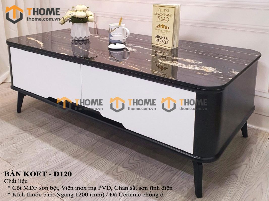 Bàn sofa nhập khẩu mặt đá hình chữ nhật hở chân BSF-03NK