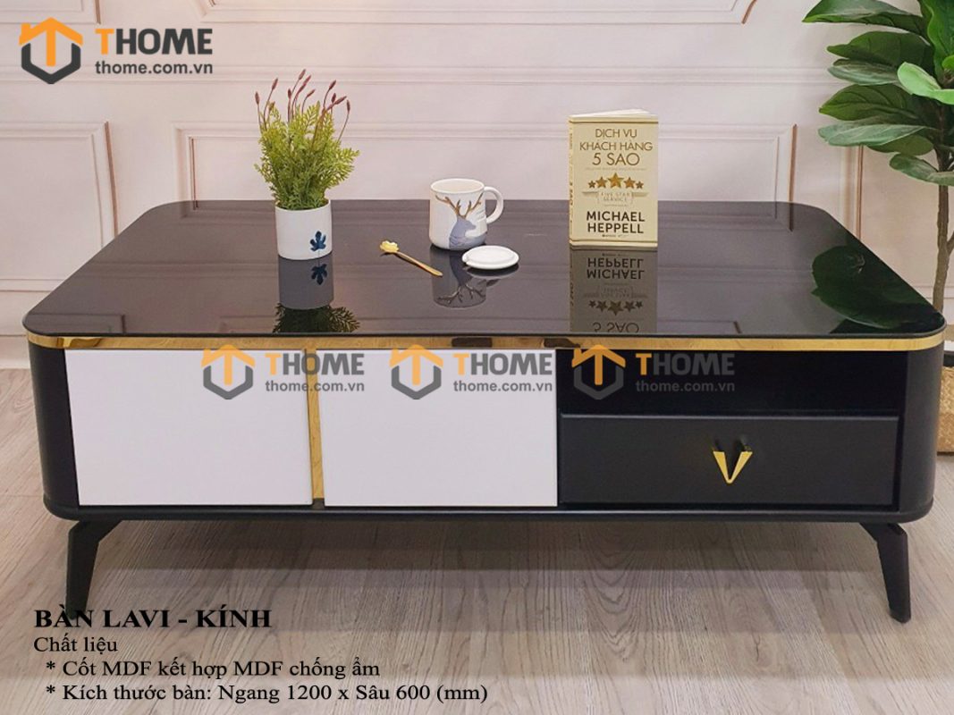 Bàn sofa nhập khẩu mặt đá hình chữ nhật hở chân BSF-03NK