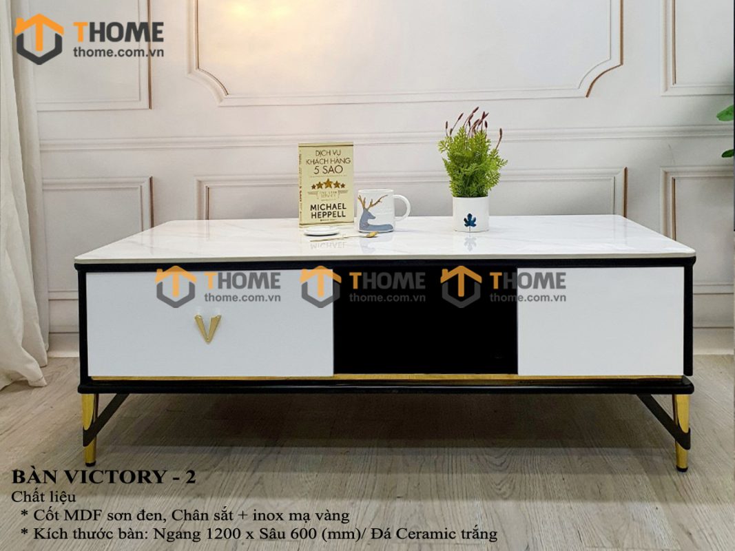 Bàn sofa nhập khẩu mặt đá hình chữ nhật hở chân BSF-03NK
