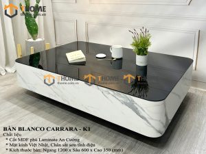 Bàn sofa nhập khẩu mặt đá hình chữ nhật kín chân BSF-04NK