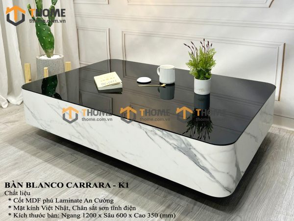 Bàn sofa nhập khẩu mặt đá hình chữ nhật kín chân BSF-04NK