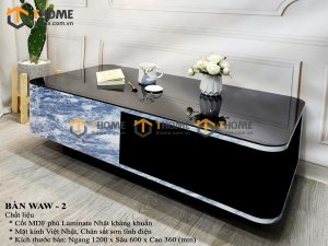 Bàn sofa nhập khẩu mặt đá hình chữ nhật kín chân BSF-04NK
