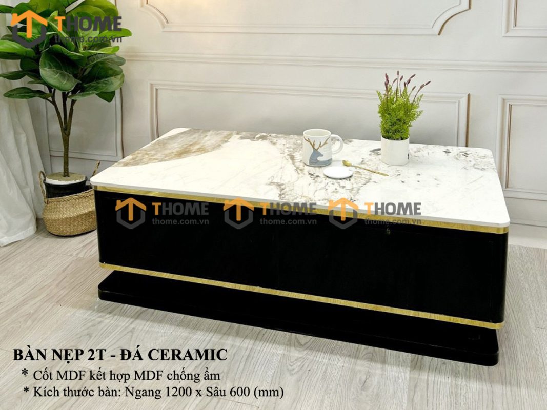 Bàn sofa nhập khẩu mặt đá hình chữ nhật kín chân BSF-04NK