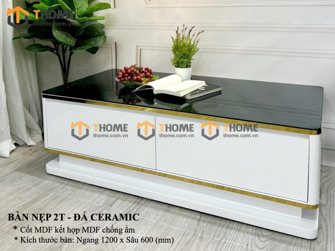 Bàn sofa nhập khẩu mặt đá hình chữ nhật kín chân BSF-04NK