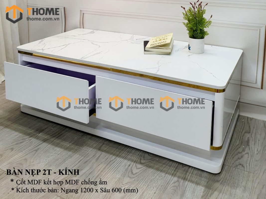 Bàn sofa nhập khẩu mặt đá hình chữ nhật kín chân BSF-04NK