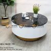 Bàn sofa nhập khẩu gỗ công nghiệp mặt đá hình tròn kín chân BSF-01NK
