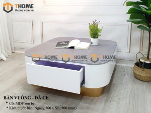 Bàn sofa nhập khẩu mặt đá hình vuông kín chân BSF-02NK