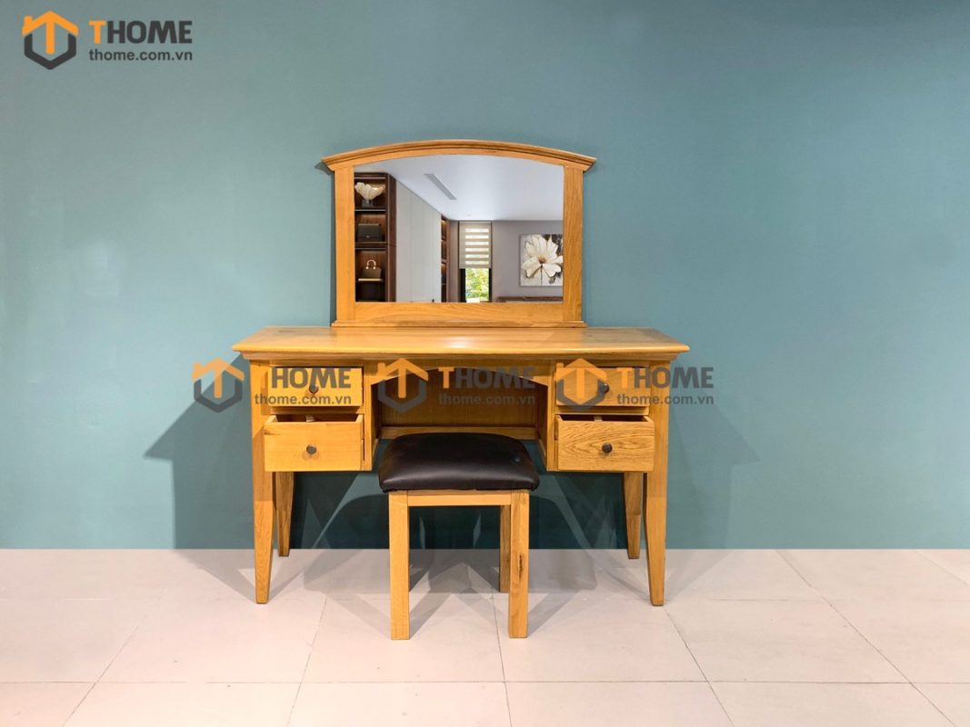 Bàn trang điểm gỗ sồi tự nhiên 4 hộc kéo Como 01BTD-12SM