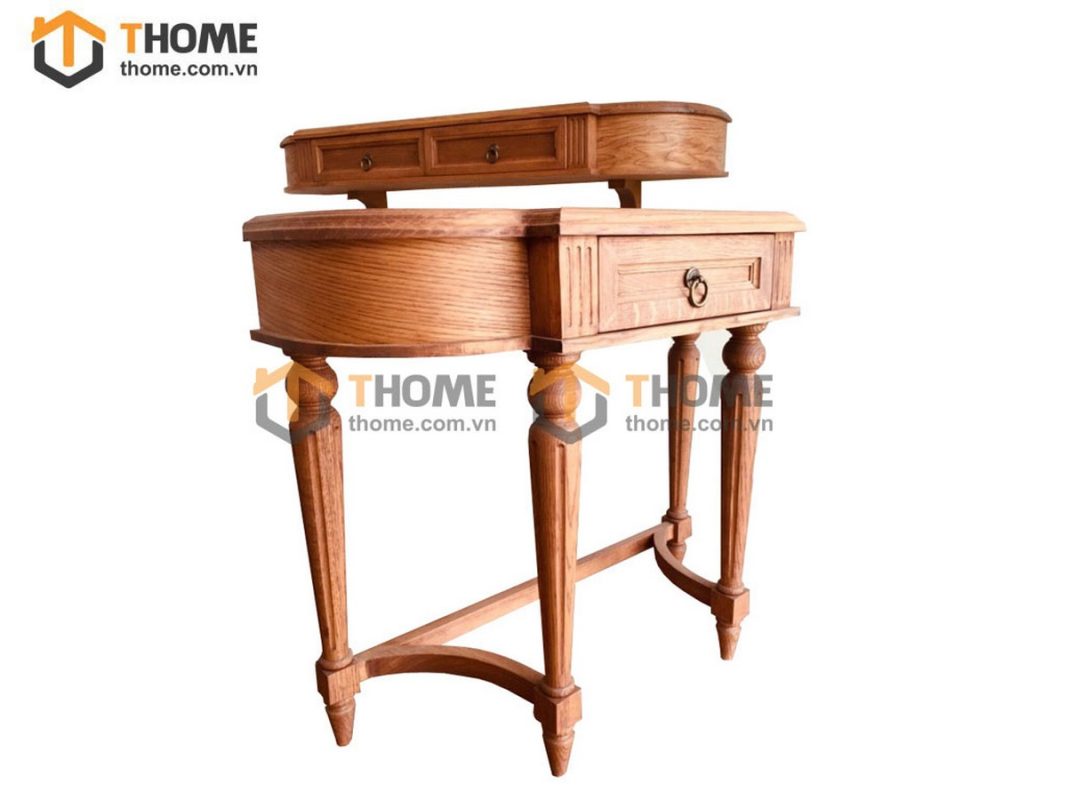 Bàn trang điểm gỗ sồi tự nhiên cổ điển 2 món BTD-19SM