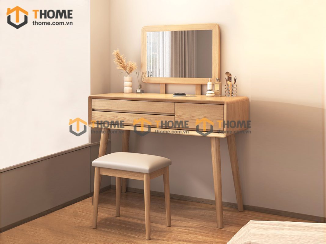 Bàn trang điểm gỗ sồi tự nhiên Cogo BTD-06SN