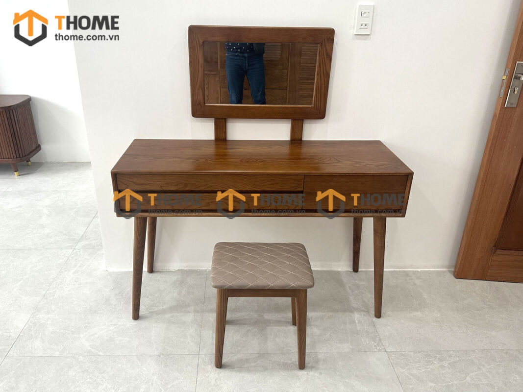 Bàn trang điểm gỗ sồi tự nhiên Cogo 3 hộc kéo BTD-06SN