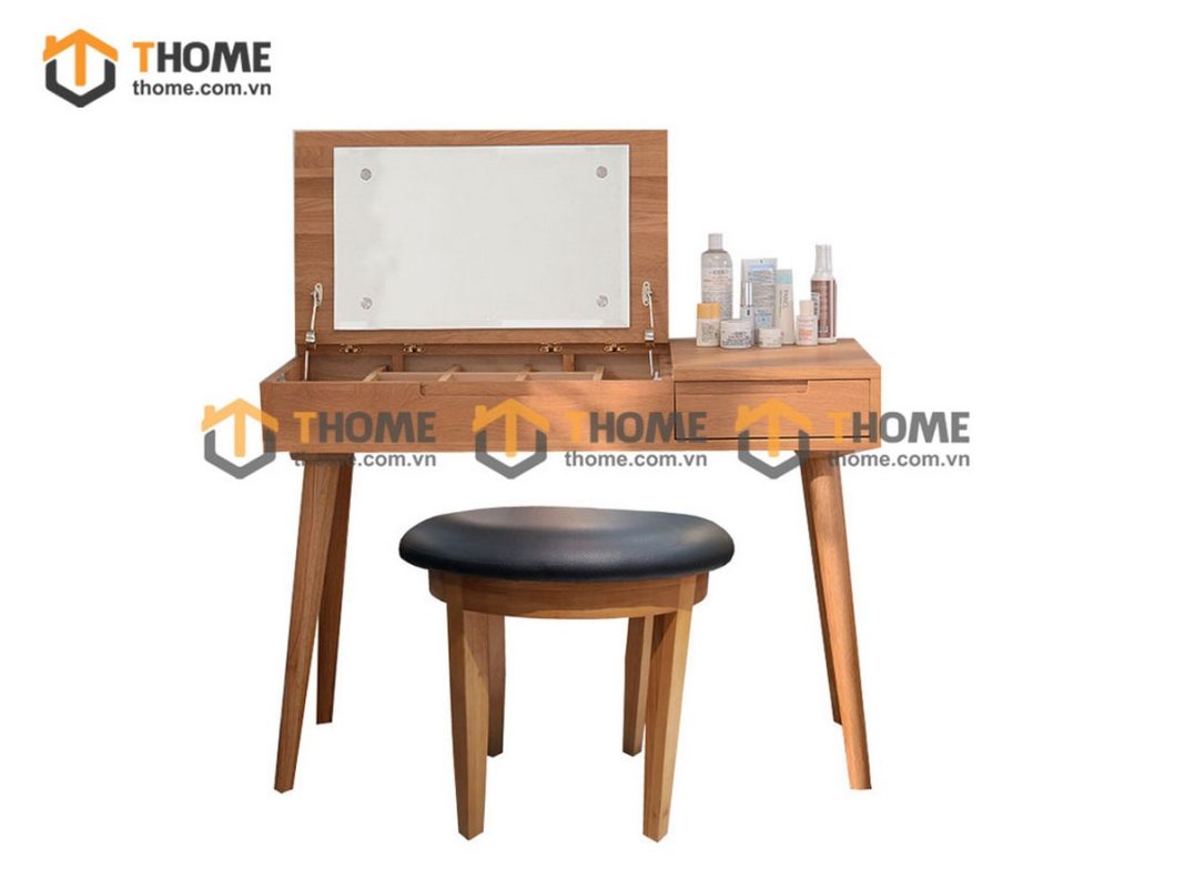 Bàn trang điểm gỗ sồi tự nhiên lật Como BTD-17SM