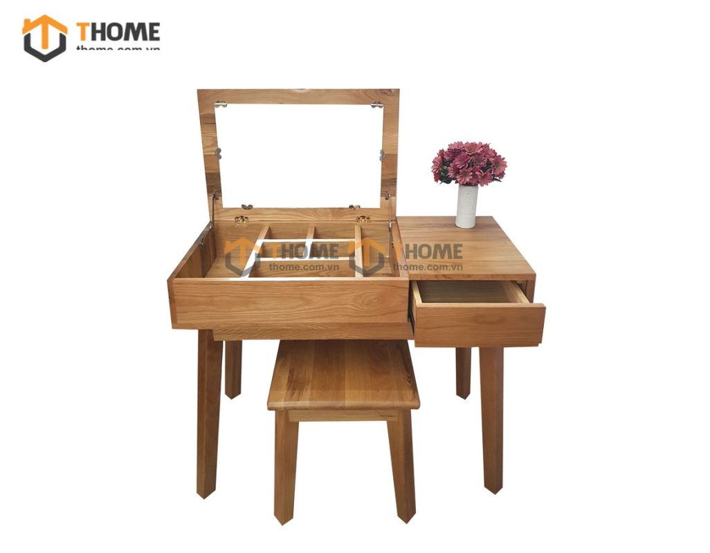 Bàn trang điểm gỗ sồi tự nhiên lật Como BTD-17SM