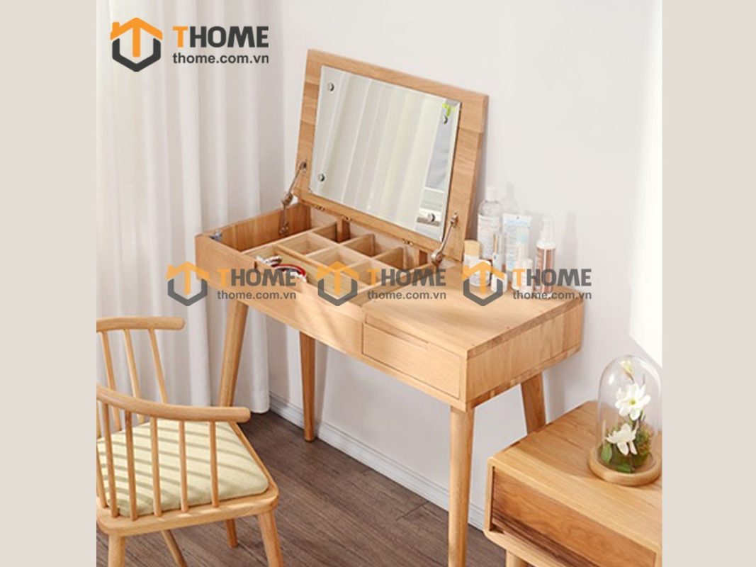 Bàn trang điểm gỗ sồi tự nhiên lật Como BTD-17SM