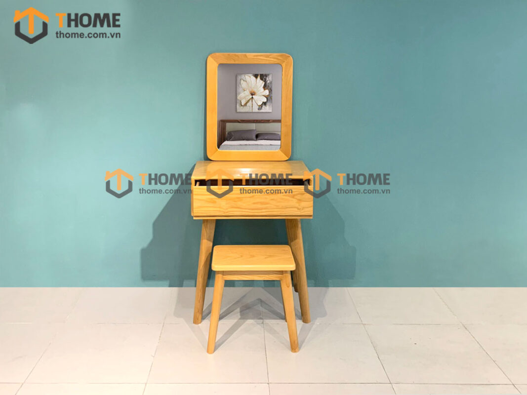 Bàn trang điểm gỗ sồi tự nhiên 1 hộc kéo 0.6m Lion BTD-01SN