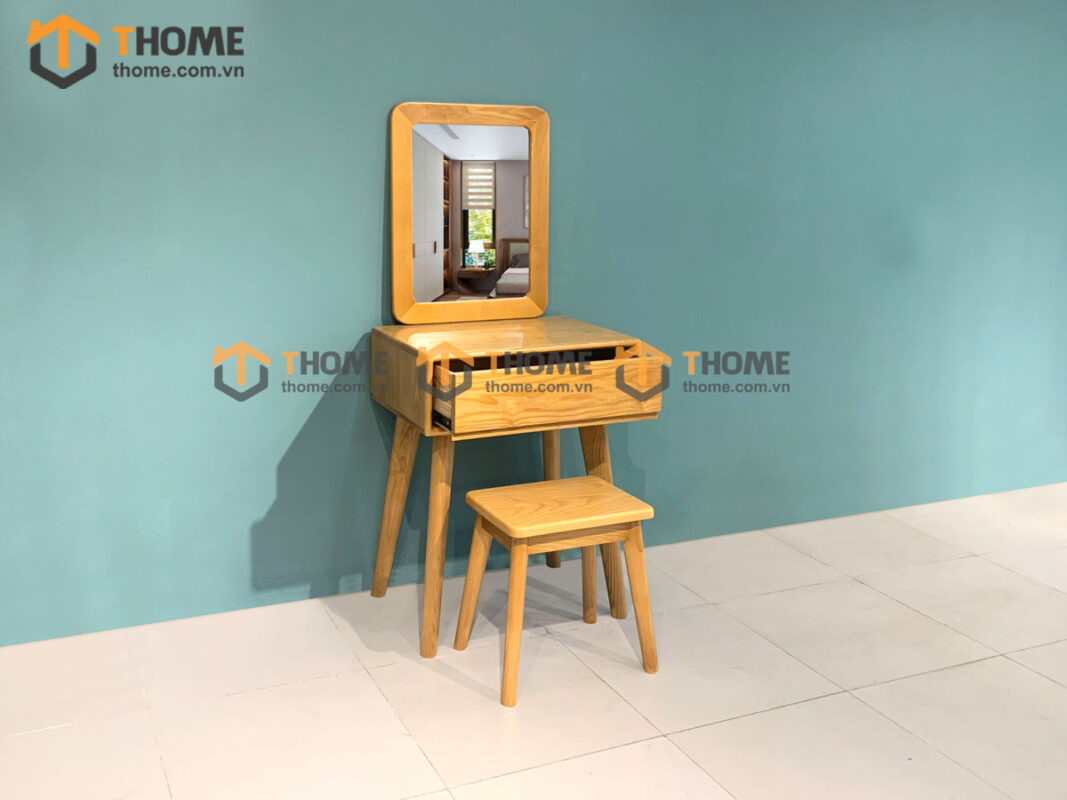 Bàn trang điểm gỗ sồi tự nhiên 1 hộc kéo 0.6m Lion BTD-01SN