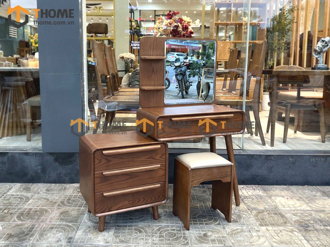 Bàn trang điểm gỗ sồi tự nhiên Nova BTD-04SN
