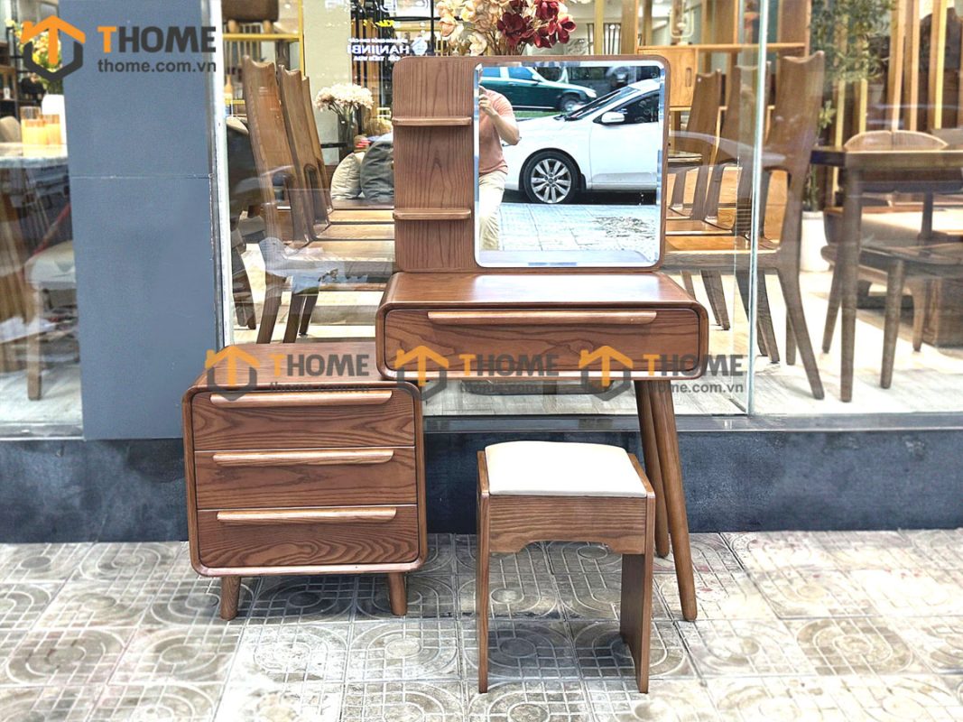 Bàn trang điểm gỗ sồi tự nhiên Nova BTD-04SN