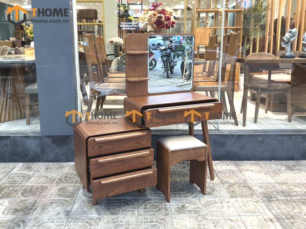 Bàn trang điểm gỗ sồi tự nhiên Nova BTD-04SN