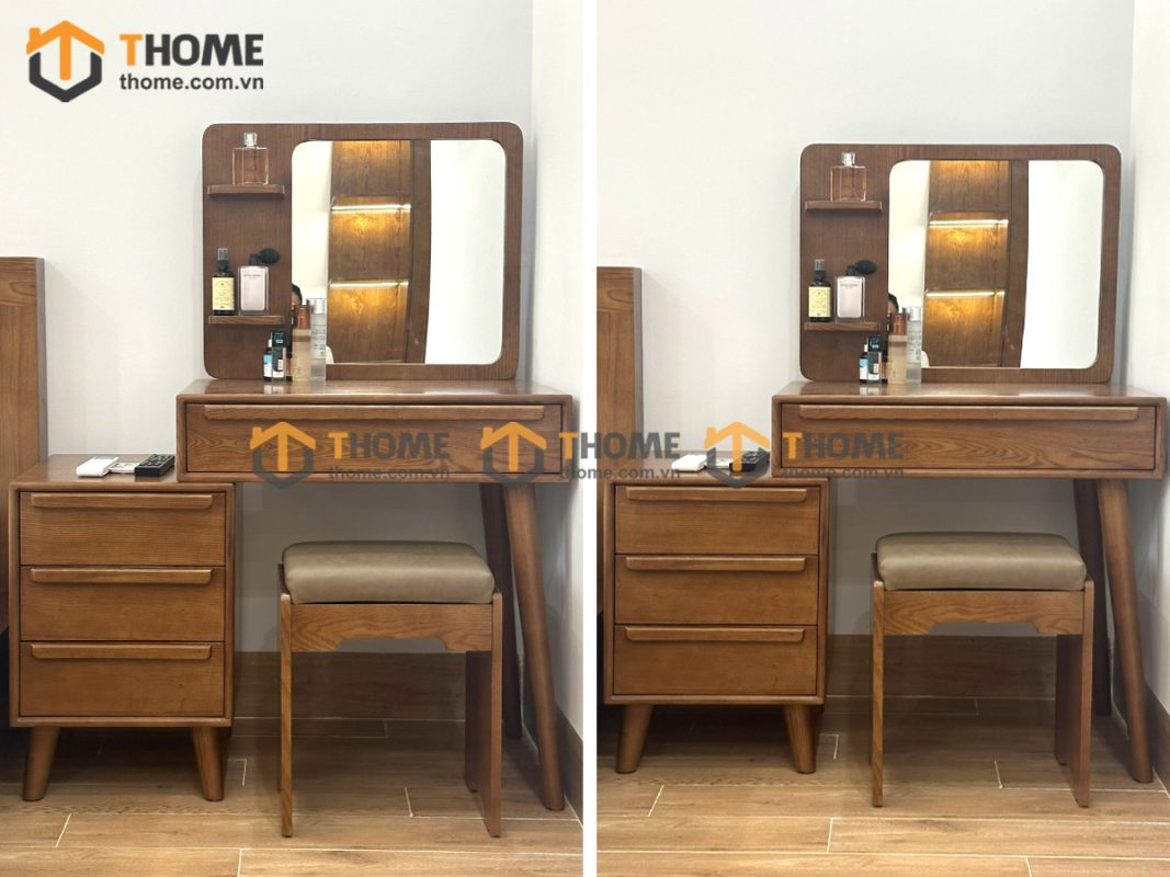 Bàn trang điểm gỗ sồi tự nhiên Nova BTD-04SN