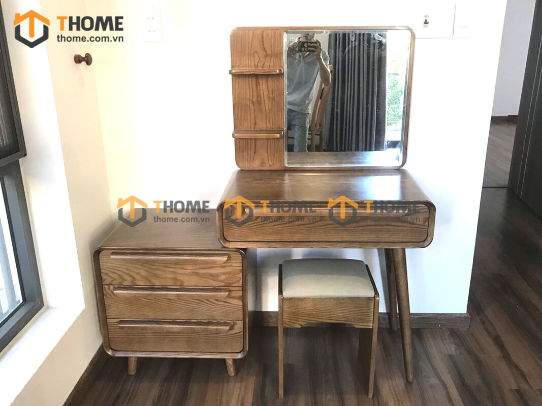 Bàn trang điểm gỗ sồi tự nhiên Nova BTD-04SN