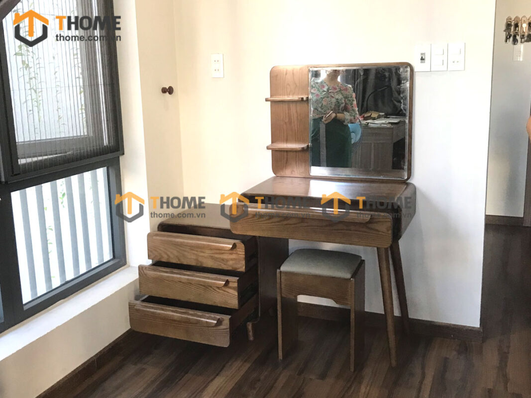 Bàn trang điểm gỗ sồi tự nhiên Nova BTD-04SN