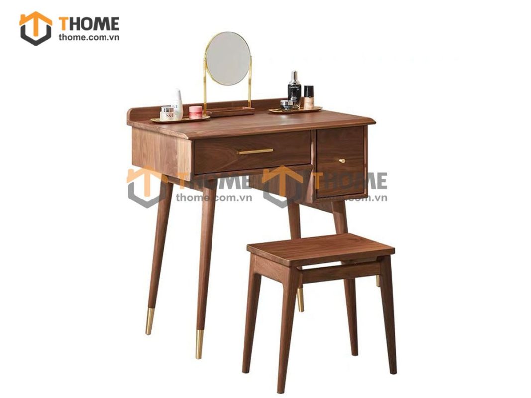 Bàn trang điểm gỗ sồi tự nhiên 1 cánh 1 hộc kéo 0.8m Taka BTD-02SN