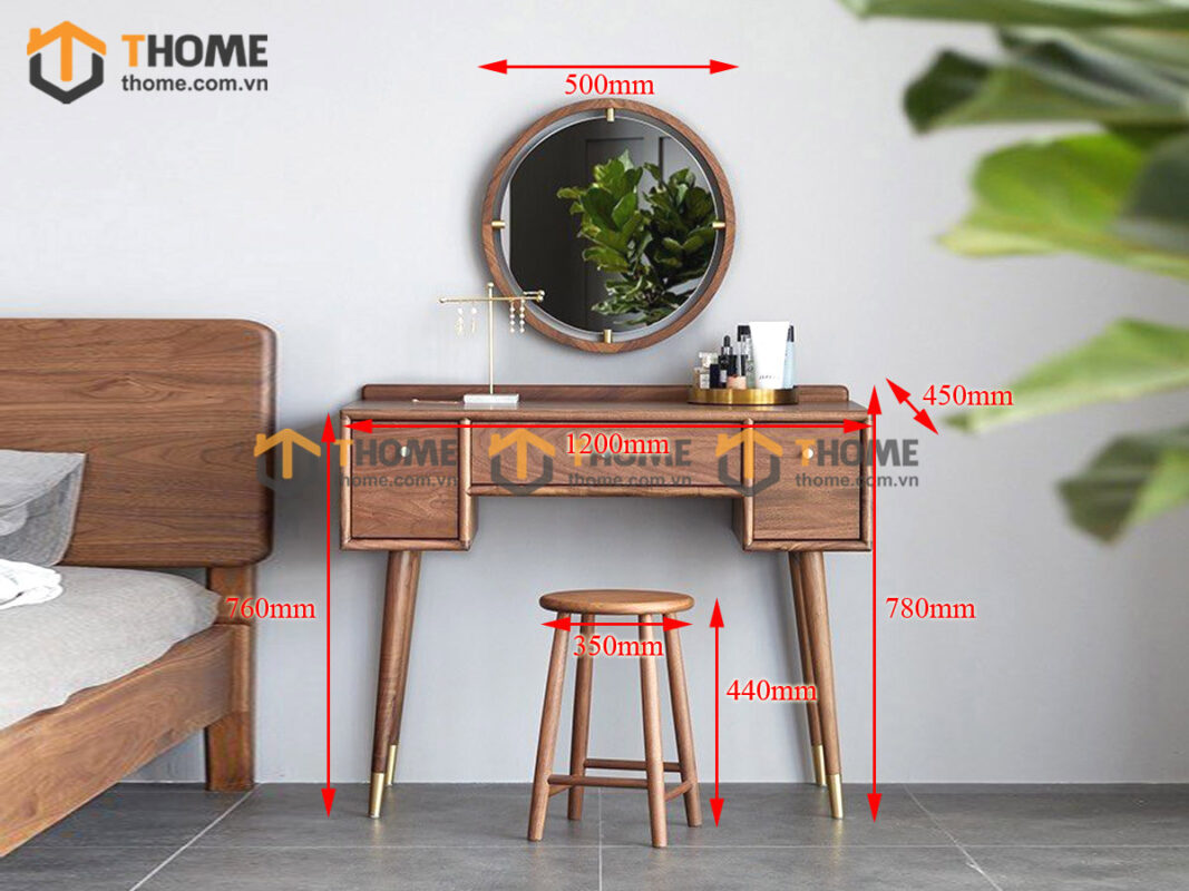 Bàn Trang Điểm Gỗ Sồi Tự Nhiên Tissot BTD-05SN