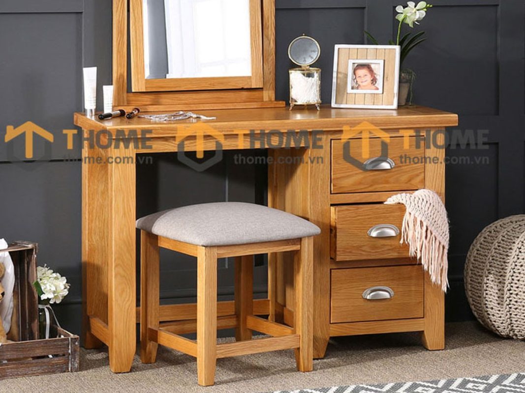 Bàn trang điểm gỗ sồi tự nhiên Tuscany BTD-05SM